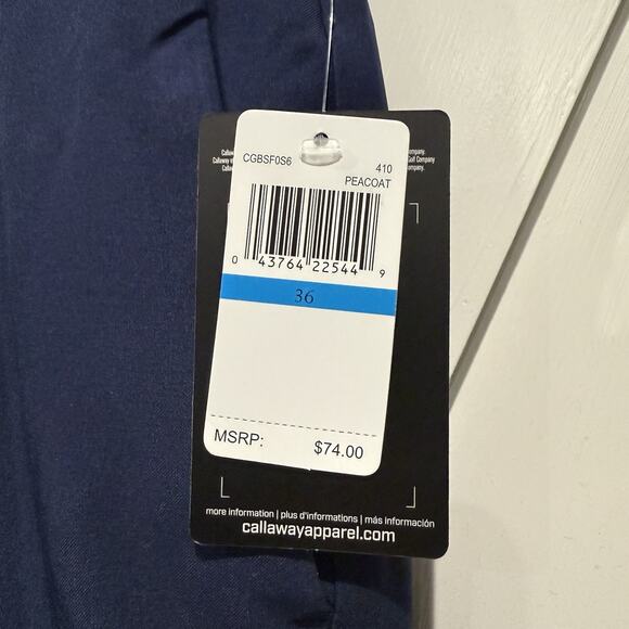 Callaway Opti-Dri Golf Shorts Mens Size 36 x 8" Navy Blue Stretch UPF 50 NWT - Picture 4 of 5